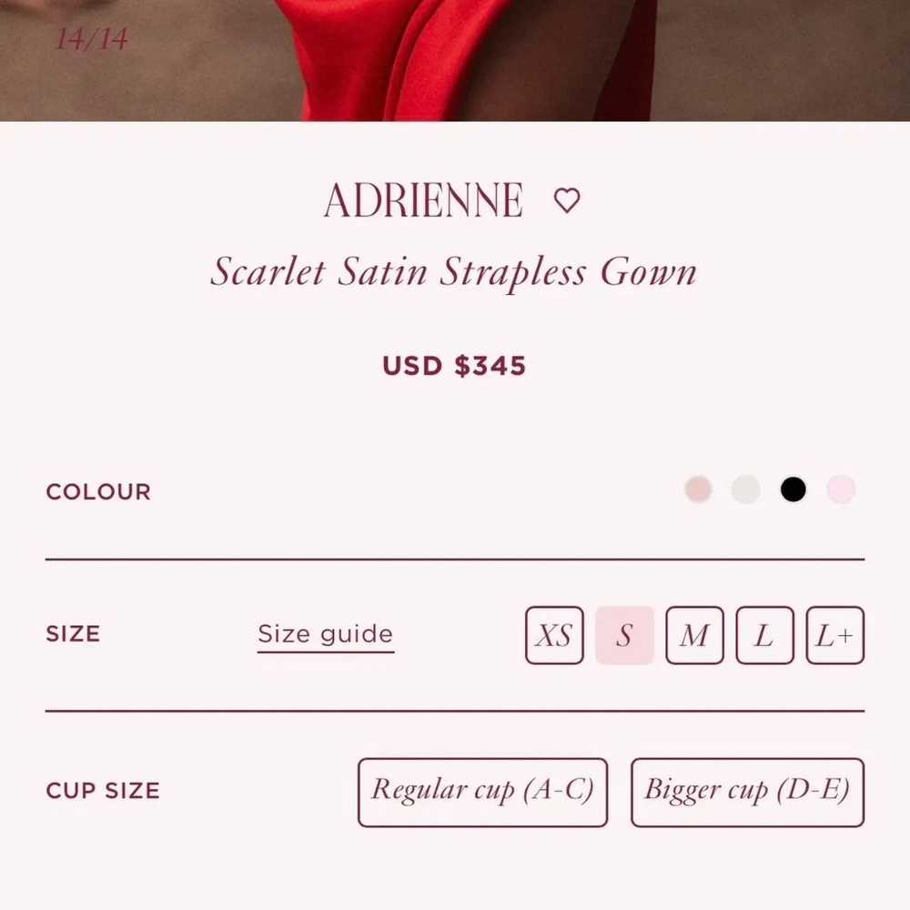 House of CB - ADRIENNE Scarlet Satin Strapless Gown - Small - Picture 8 of 14